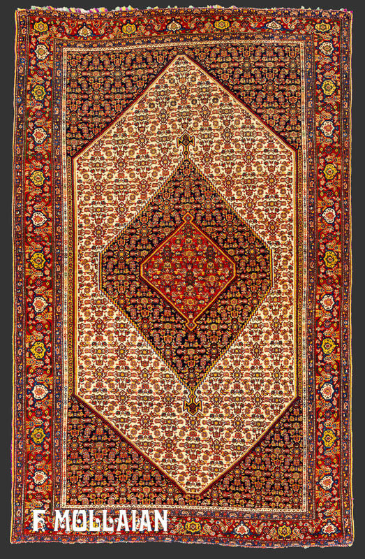 Antique Persian Senneh Warp Silk Rug (197x130 cm)